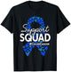 Colon Cancer Awareness Support Squad Blue Hearts Ribbon T-Shirt - T-Shirt | Black