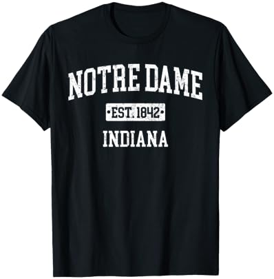 Notre Dame Indiana in Vintage Navy Style Sports Design T-Shirt - T-Shirt | Black