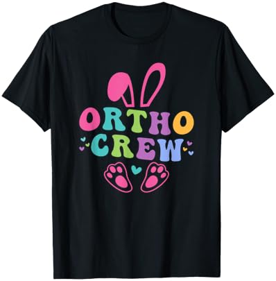 Ortho Crew Easter Orthopedic Nurse Trendy Cute Bunny T-Shirt - T-Shirt | Black