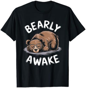Bear Pajama Bearly Awake Sleep T-Shirt - T-Shirt | Black