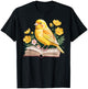 Canary Bird Floral Book Yellow Bird Reading Bookish Teacher T-Shirt - T-Shirt | Black