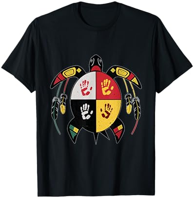 Medicine Wheel Indigenous Native American turtle MMIW T-Shirt - T-Shirt | Black