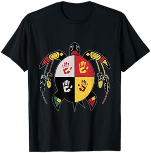 Medicine Wheel Indigenous Native American turtle MMIW T-Shirt - T-Shirt | Black
