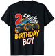 Kids Birthday Monster Truck 2 Year Old Boys 2nd Party Born 2024 T-Shirt - T-Shirt | Black