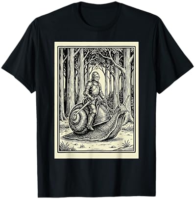 Knight Riding Snail T-Shirt - T-Shirt | Black