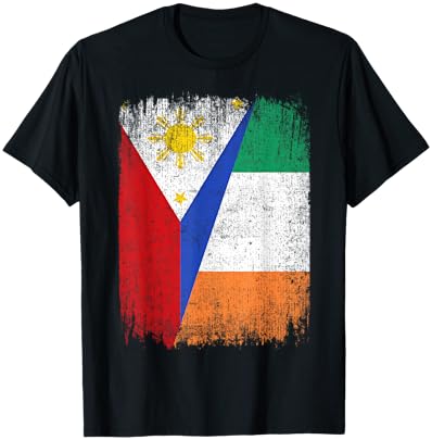 Half Philippines Ireland Flag Filipino Irish Roots T-Shirt - T-Shirt | Black