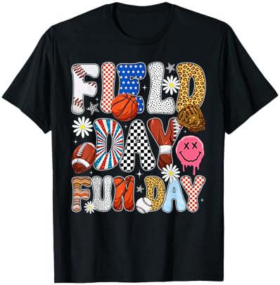 Groovy Field Day Fun Day School Sports Students Boys Kids T-Shirt - T-Shirt | Black